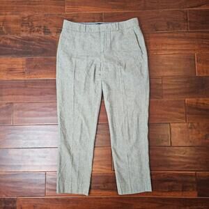 Banana Republic Pants Women 6 Avery Gray Ankle Flat Front Pockets Straight Linen